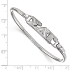 Sterling S. Rh-plated LogoArt Sigma Delta Tau Small Hook and Clasp Bangle