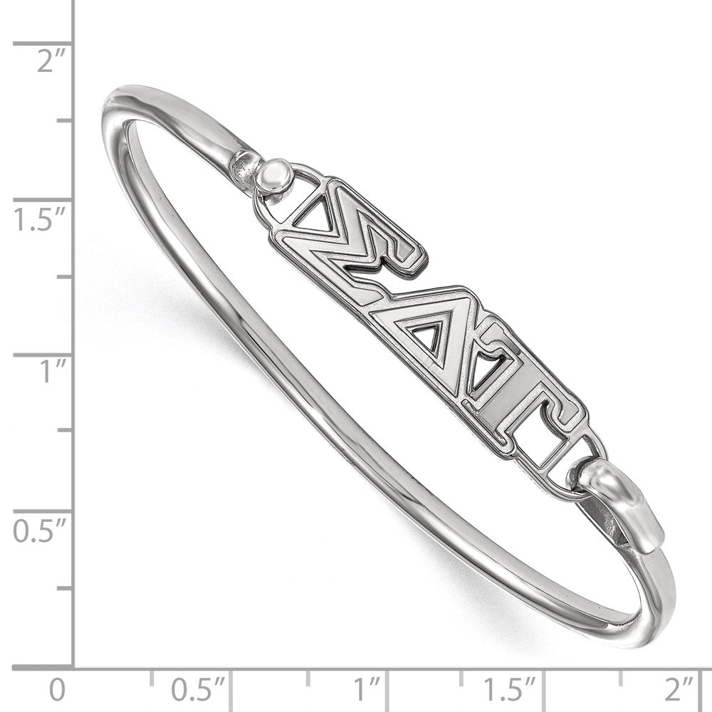 Sterling S. Rh-plated LogoArt Sigma Delta Tau Small Hook and Clasp Bangle