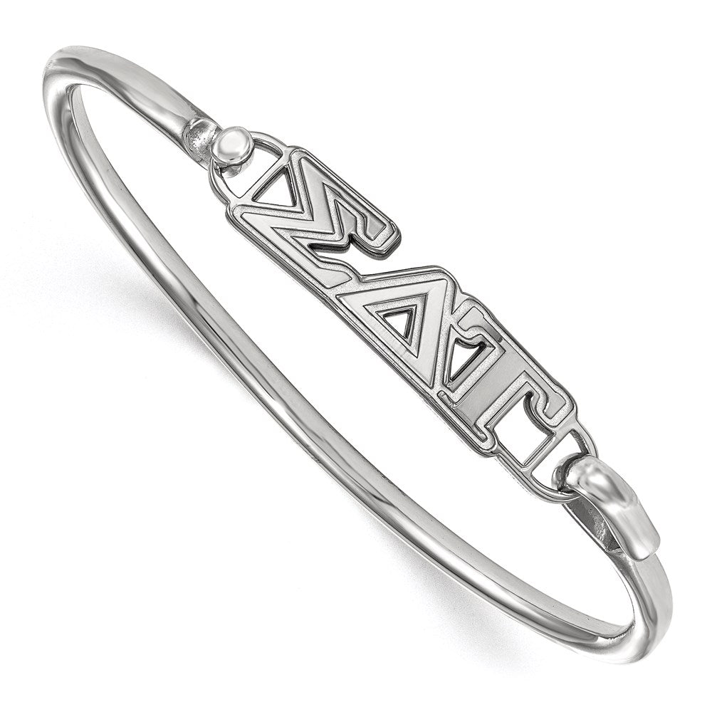 Sterling S. Rh-plated LogoArt Sigma Delta Tau Small Hook and Clasp Bangle