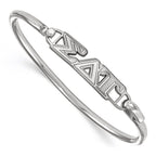 Sterling S. Rh-plated LogoArt Sigma Delta Tau Small Hook and Clasp Bangle