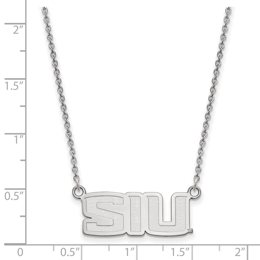 10k White Gold LogoArt Southern Illinois University S-I-U Small Pendant 18 inch Necklace