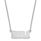 Sterling Silver Rhodium-plated LogoArt Southern Illinois University S-I-U Small Pendant 18 inch Necklace