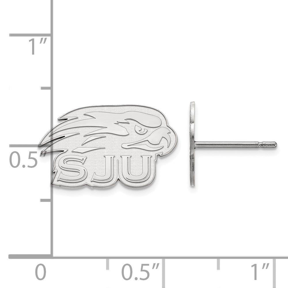 Sterling Silver Rhodium-plated LogoArt Saint Joseph's University Hawks Extra Small Post Earrings