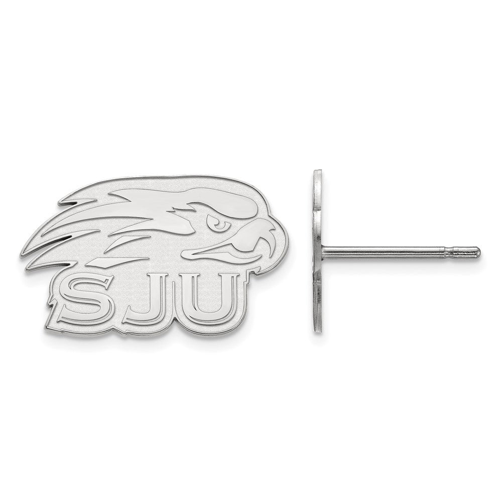Sterling Silver Rhodium-plated LogoArt Saint Joseph's University Hawks Extra Small Post Earrings
