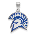 Sterling Silver Rhodium-plated LogoArt San Jose State University Spartan Large Enameled Pendant