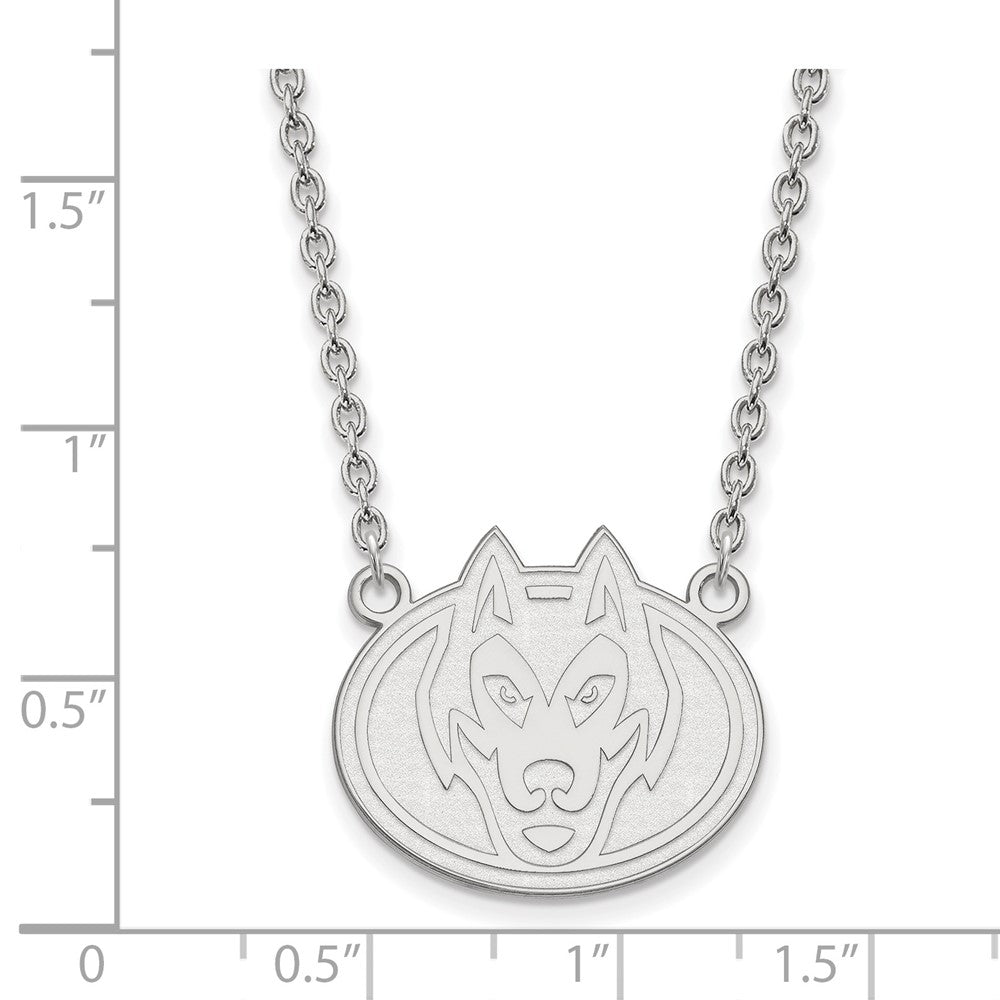 Sterling Silver Rhodium-plated LogoArt St. Cloud State University Husky Large Pendant 18 inch Necklace