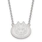 Sterling Silver Rhodium-plated LogoArt St. Cloud State University Husky Large Pendant 18 inch Necklace