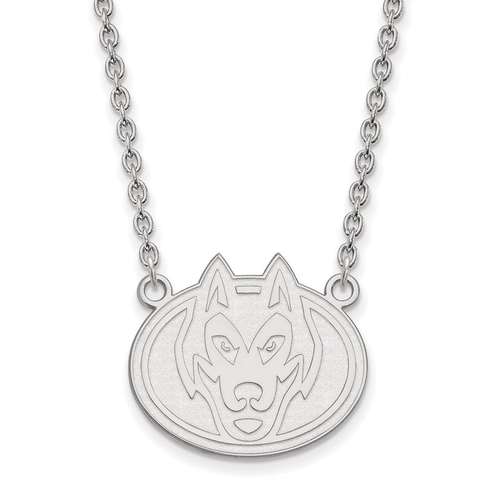 Sterling Silver Rhodium-plated LogoArt St. Cloud State University Husky Large Pendant 18 inch Necklace