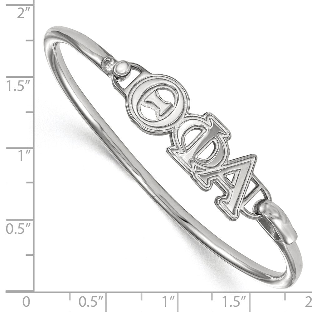 Sterling S. Rh-plated LogoArt Theta Phi Alpha Small Hook and Clasp Bangle