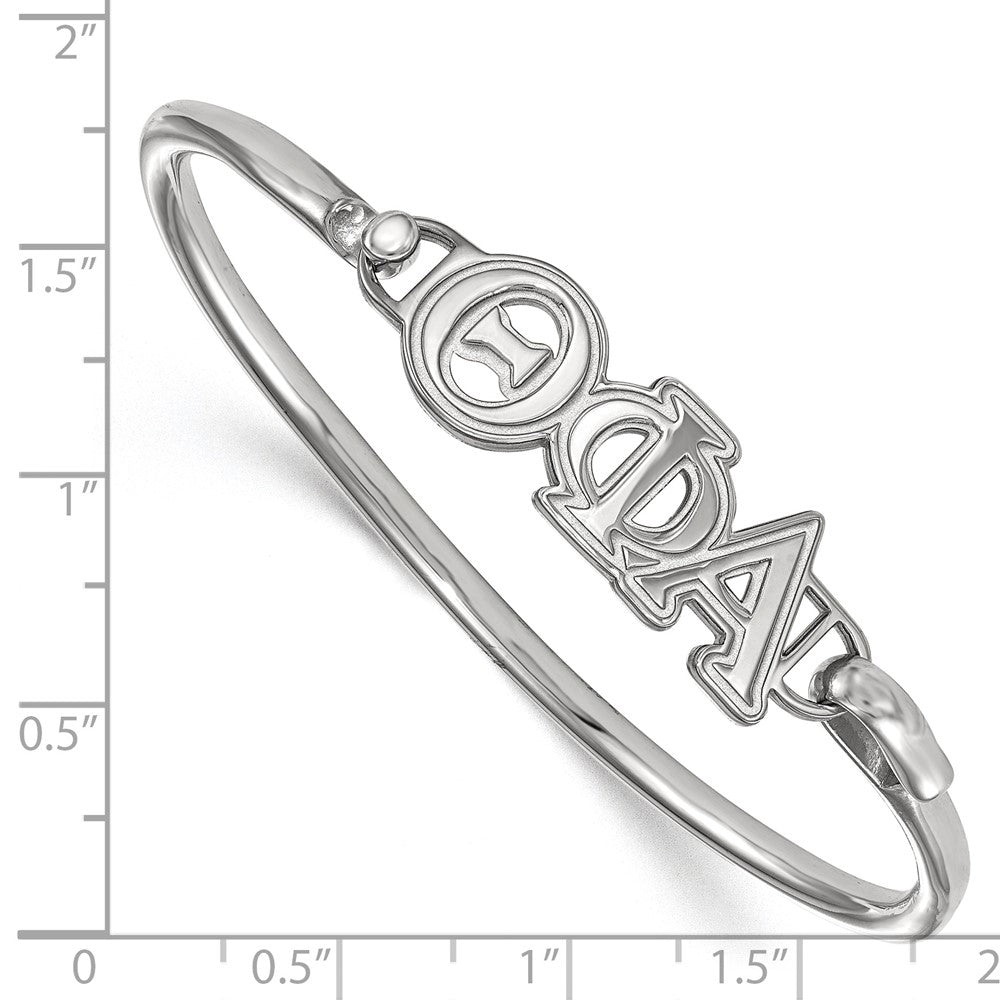 Sterling S. Rh-plated LogoArt Theta Phi Alpha Small Hook and Clasp Bangle