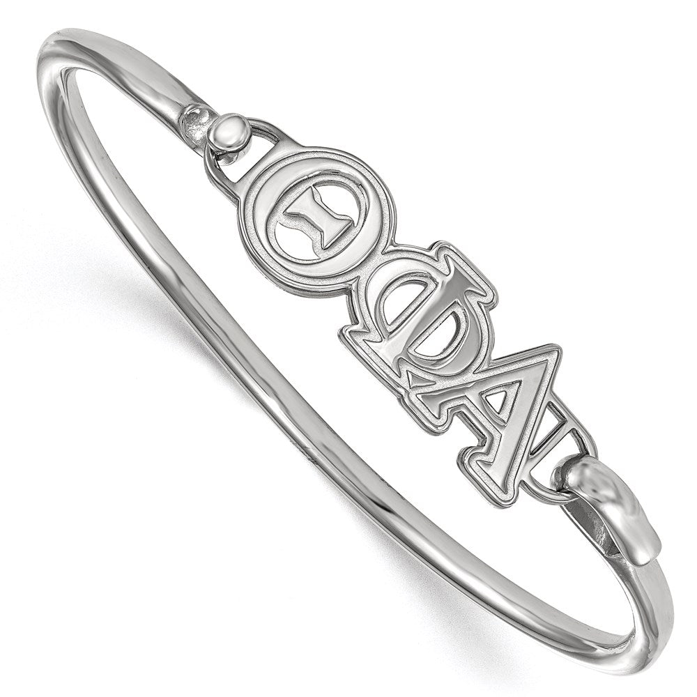 Sterling S. Rh-plated LogoArt Theta Phi Alpha Small Hook and Clasp Bangle