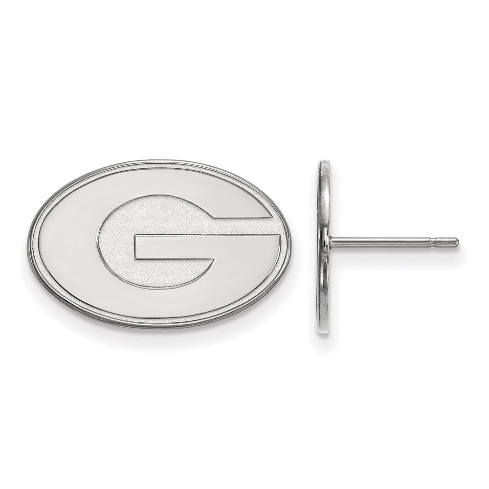 Sterling Silver Rhodium-plated LogoArt University of Georgia Letter G Small Post Earrings