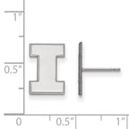 10k White Gold LogoArt University of Illinois Letter I Small Post Earrings