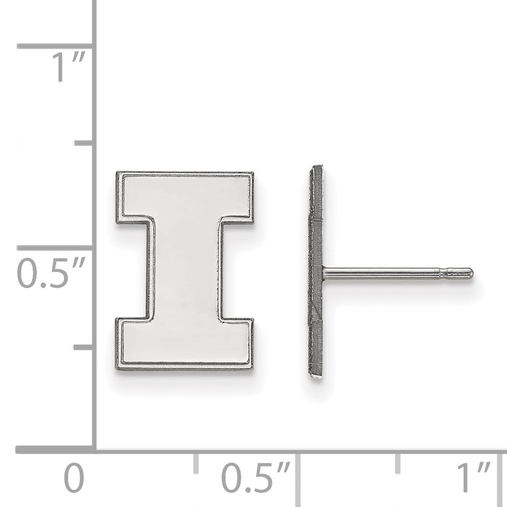 10k White Gold LogoArt University of Illinois Letter I Small Post Earrings