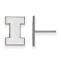 Sterling Silver Rhodium-plated LogoArt University of Illinois Letter I Small Post Earrings