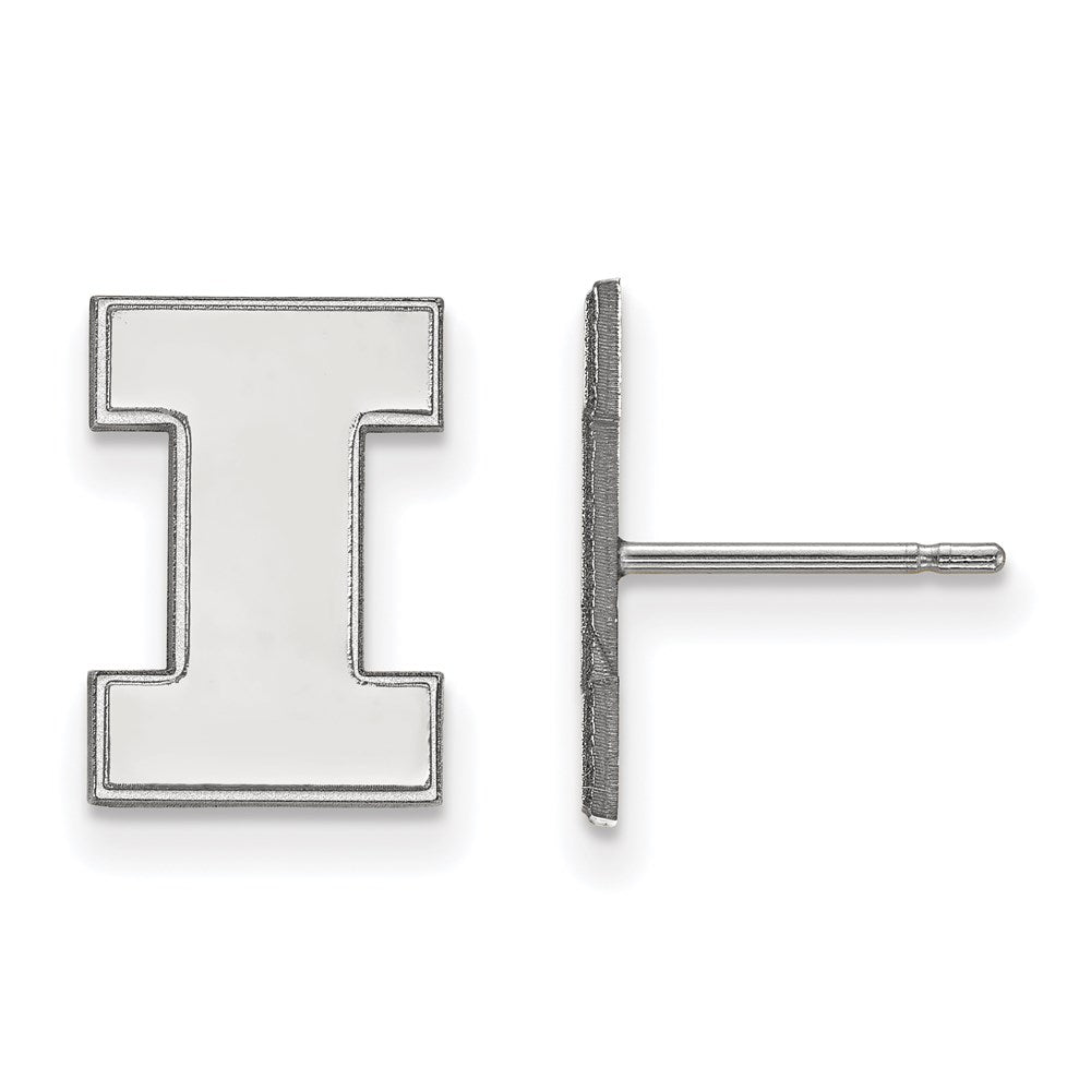 Sterling Silver Rhodium-plated LogoArt University of Illinois Letter I Small Post Earrings