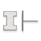 14k White Gold LogoArt University of Illinois Letter I Small Post Earrings