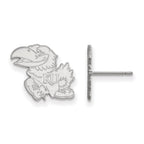 Sterling Silver Rhodium-plated LogoArt University of Kansas Jayhawk Small Post Earrings