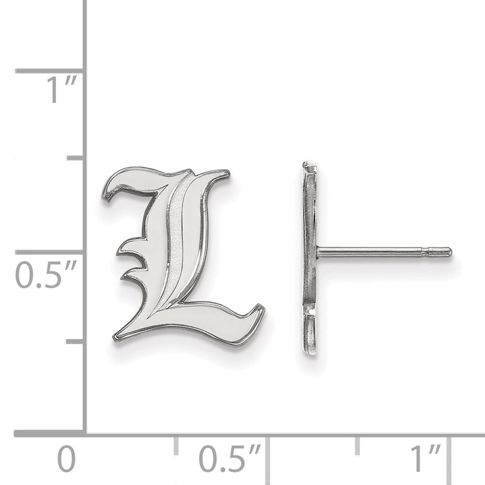 Sterling Silver Rhodium-plated LogoArt University of Louisville Letter L Small Post Earrings