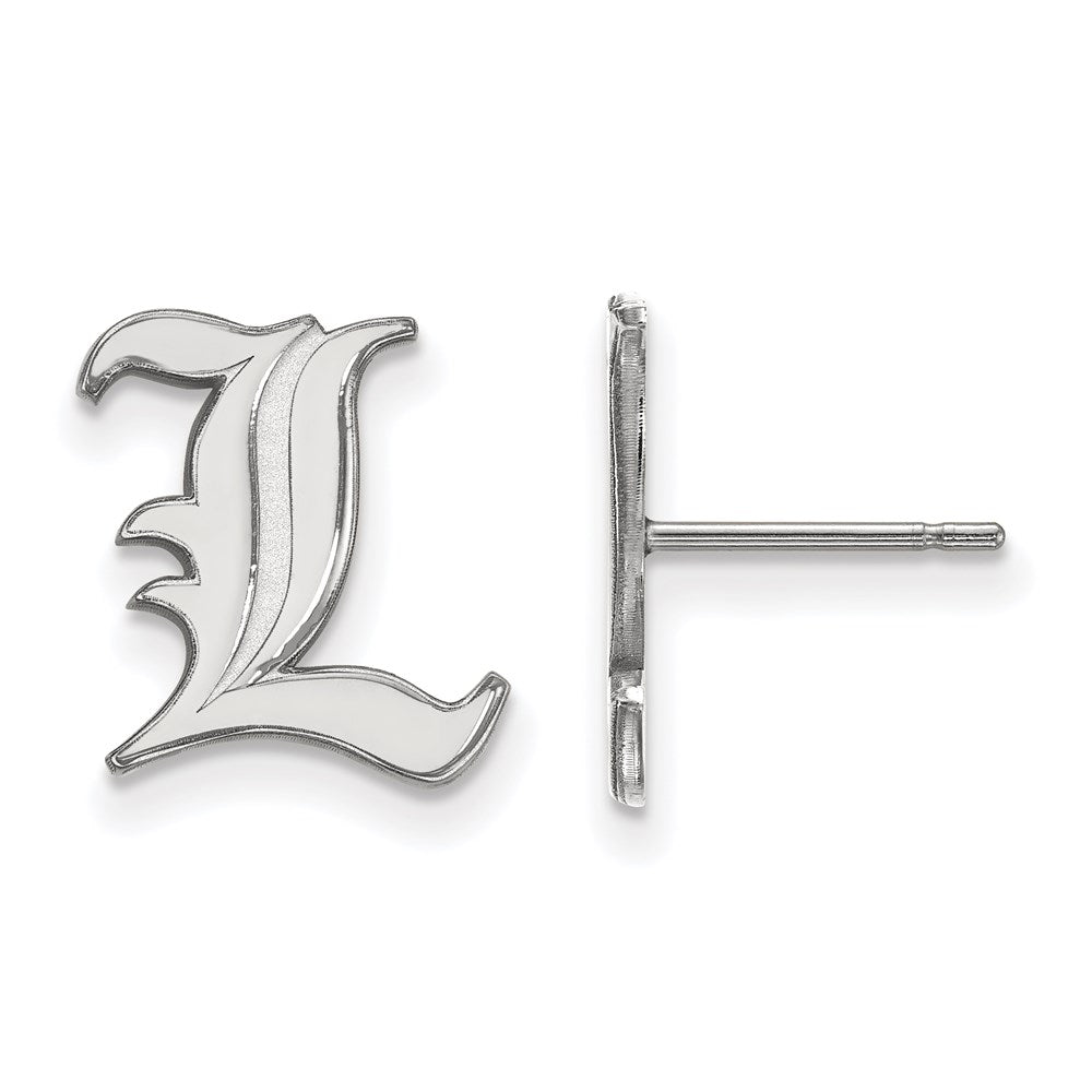 10k White Gold LogoArt University of Louisville Letter L Small Post Earrings