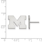 14k White Gold LogoArt University of Michigan Letter M Small Post Earrings