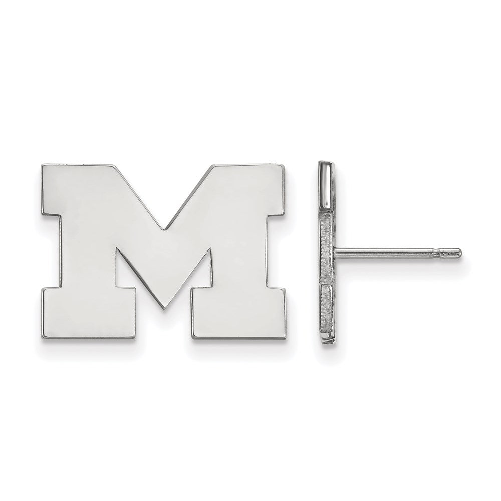Sterling Silver Rhodium-plated LogoArt University of Michigan Letter M Small Post Earrings