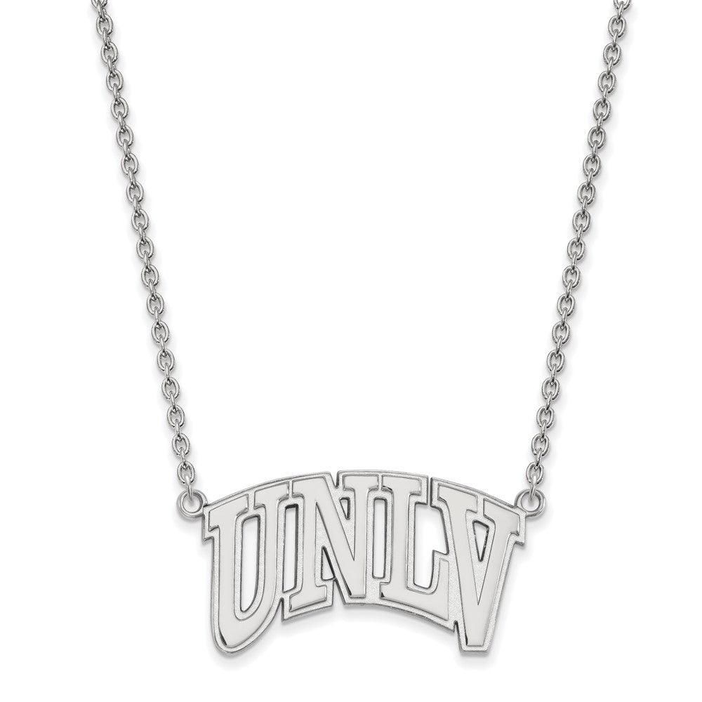 10k White Gold LogoArt University of Nevada-Las Vegas U-N-L-V Large Pendant 18 inch Necklace
