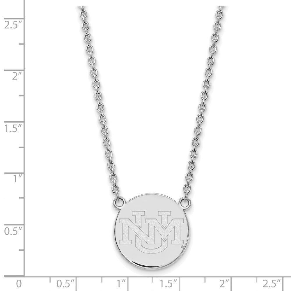 Sterling Silver Rhodium-plated LogoArt University of New Mexico Large Pendant 18 inch Necklace