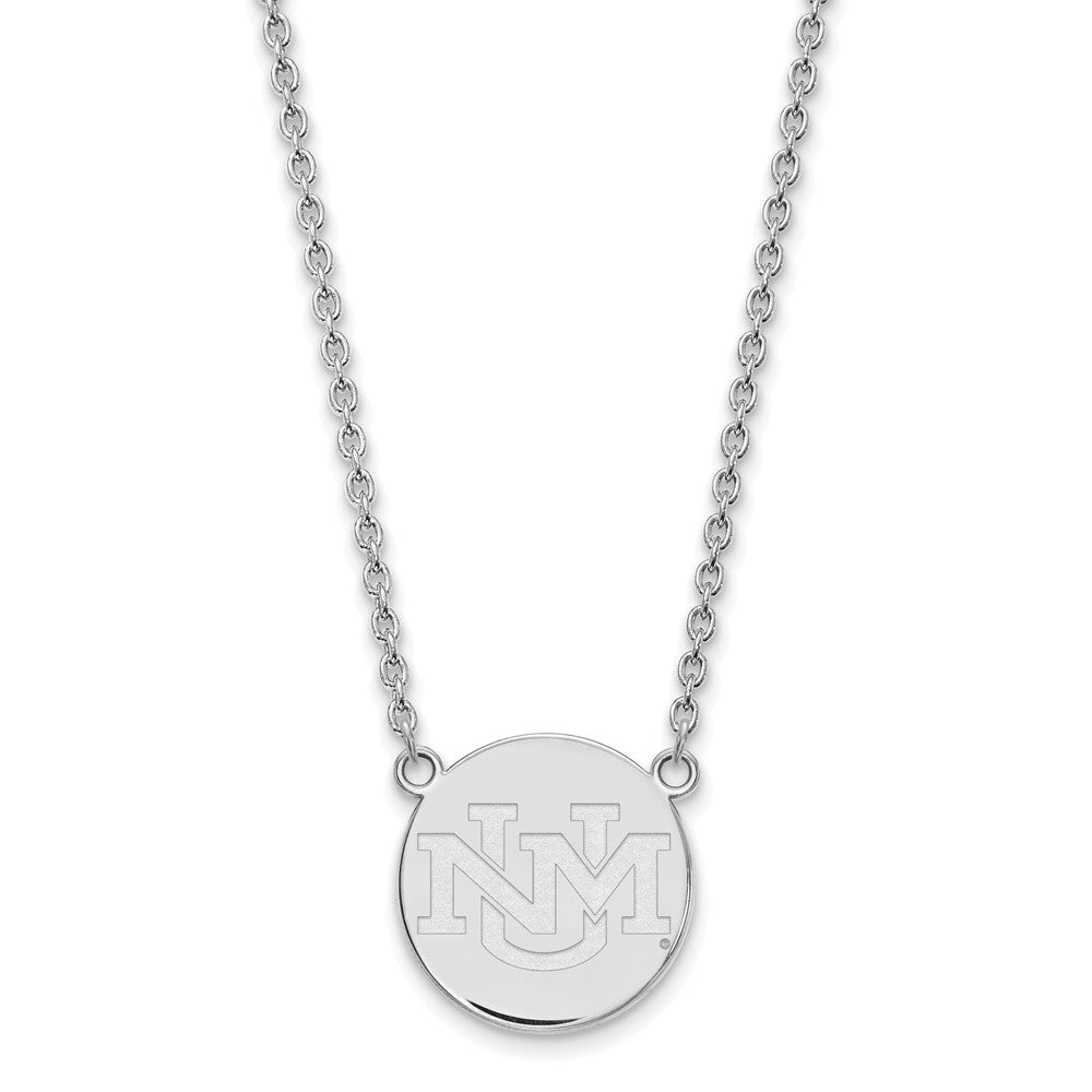 14k White Gold LogoArt University of New Mexico Large Pendant 18 inch Necklace