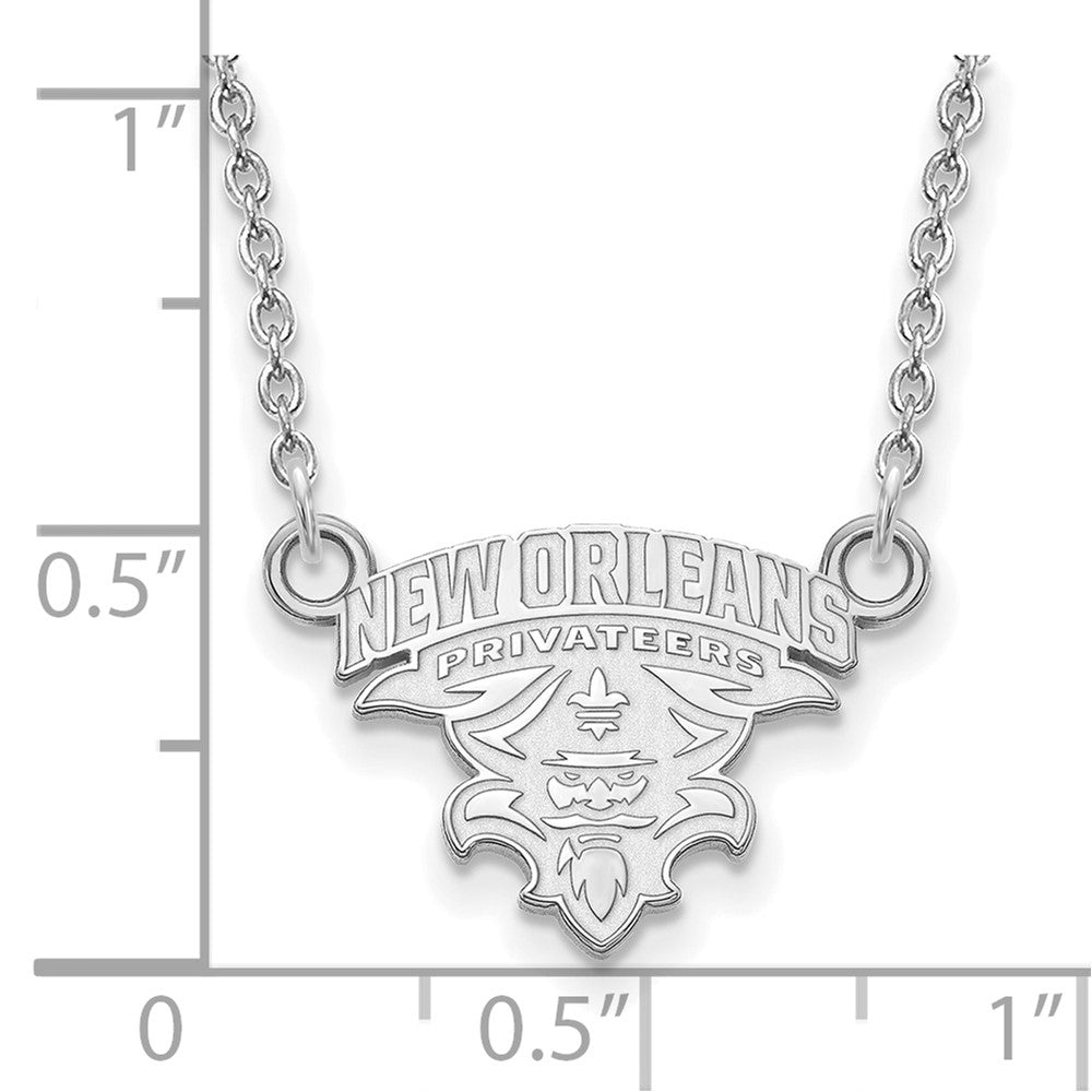 10k White Gold LogoArt University of New Orleans U-N-O Small Pendant 18 inch Necklace