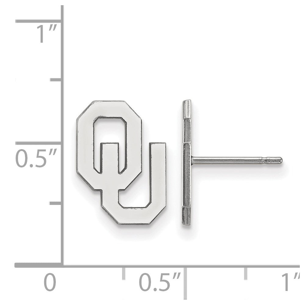 14k White Gold LogoArt University of Oklahoma O-U Small Post Earrings