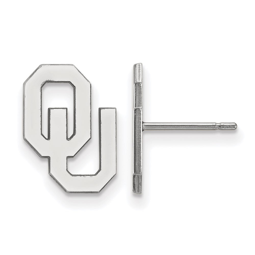 10k White Gold LogoArt University of Oklahoma O-U Small Post Earrings