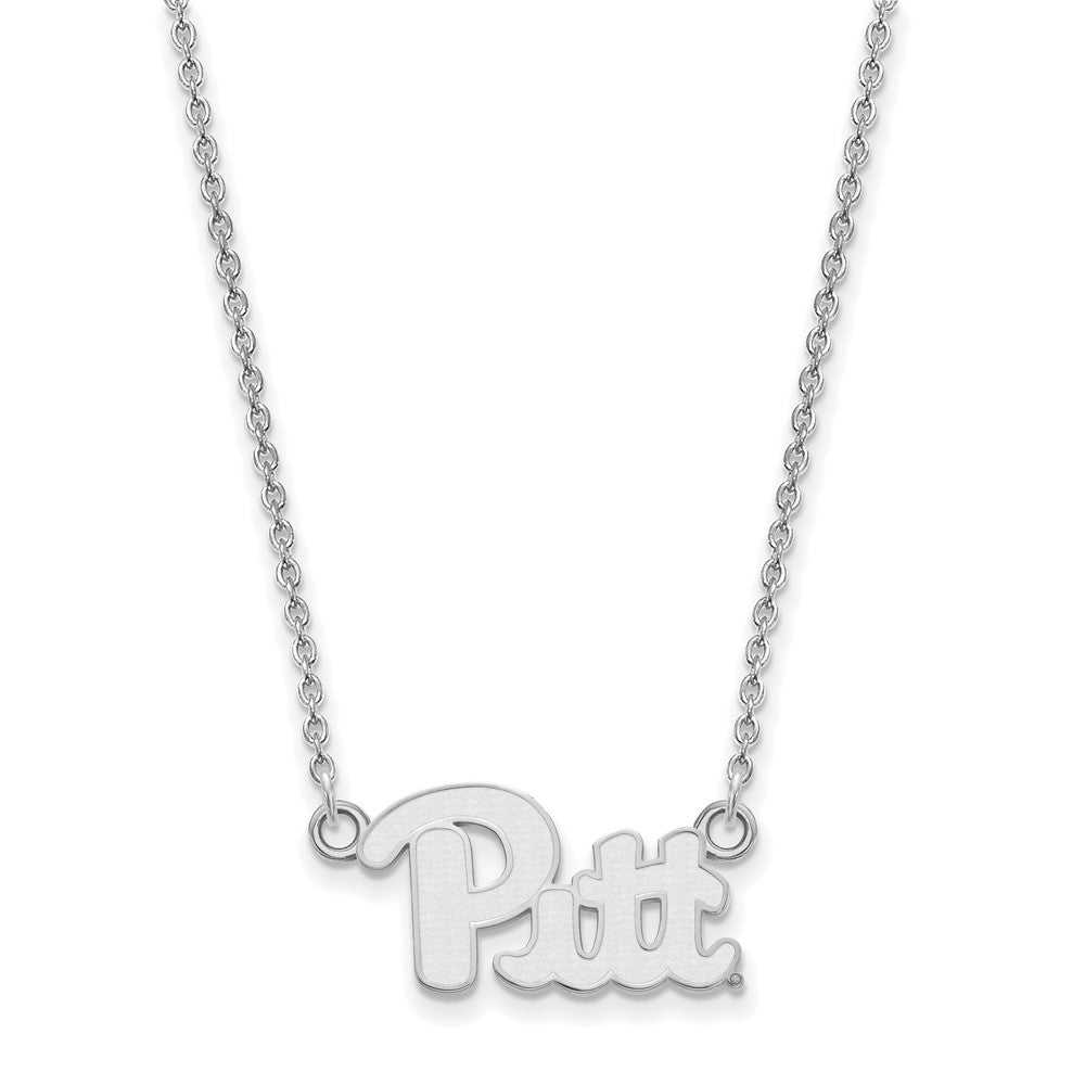 10k White Gold LogoArt University of Pittsburgh Small Pendant 18 inch Necklace