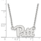 10k White Gold LogoArt University of Pittsburgh Small Pendant 18 inch Necklace