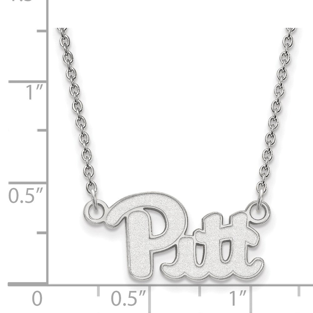 Sterling Silver Rhodium-plated LogoArt University of Pittsburgh Small Pendant 18 inch Necklace