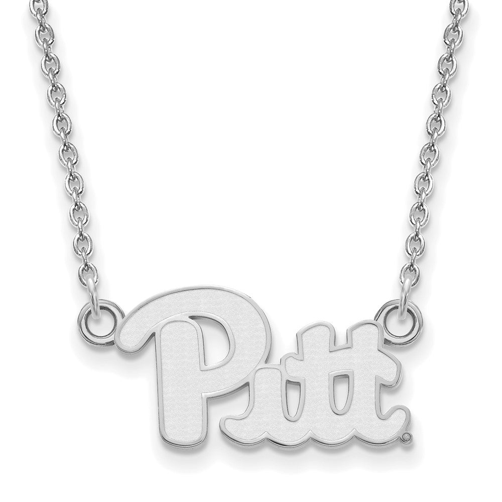 14k White Gold LogoArt University of Pittsburgh Small Pendant 18 inch Necklace