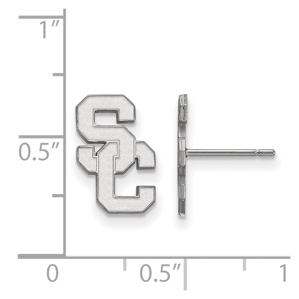 Sterling Silver Rhodium-plated University of Southern California S-C Small Post Earrings