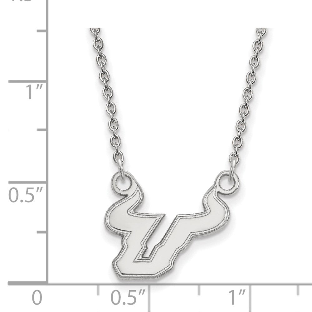 14k White Gold LogoArt University of South Florida Bull Small Pendant 18 inch Necklace