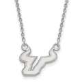 10k White Gold LogoArt University of South Florida Bull Small Pendant 18 inch Necklace