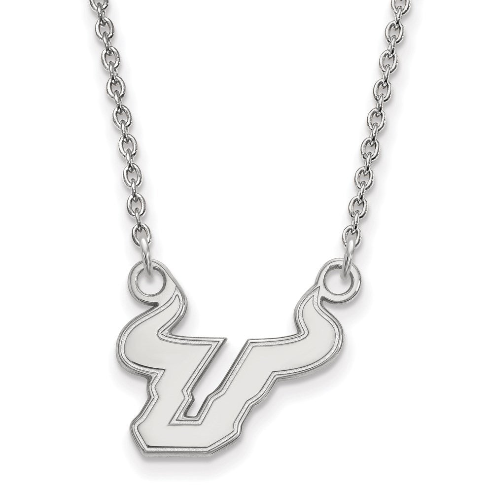 10k White Gold LogoArt University of South Florida Bull Small Pendant 18 inch Necklace