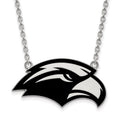 Sterling Silver Rhodium-plated LogoArt University of Southern Mississippi Eagle Large Enameled Pendant 18 inch Necklace