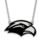 Sterling Silver Rhodium-plated LogoArt University of Southern Mississippi Eagle Large Enameled Pendant 18 inch Necklace