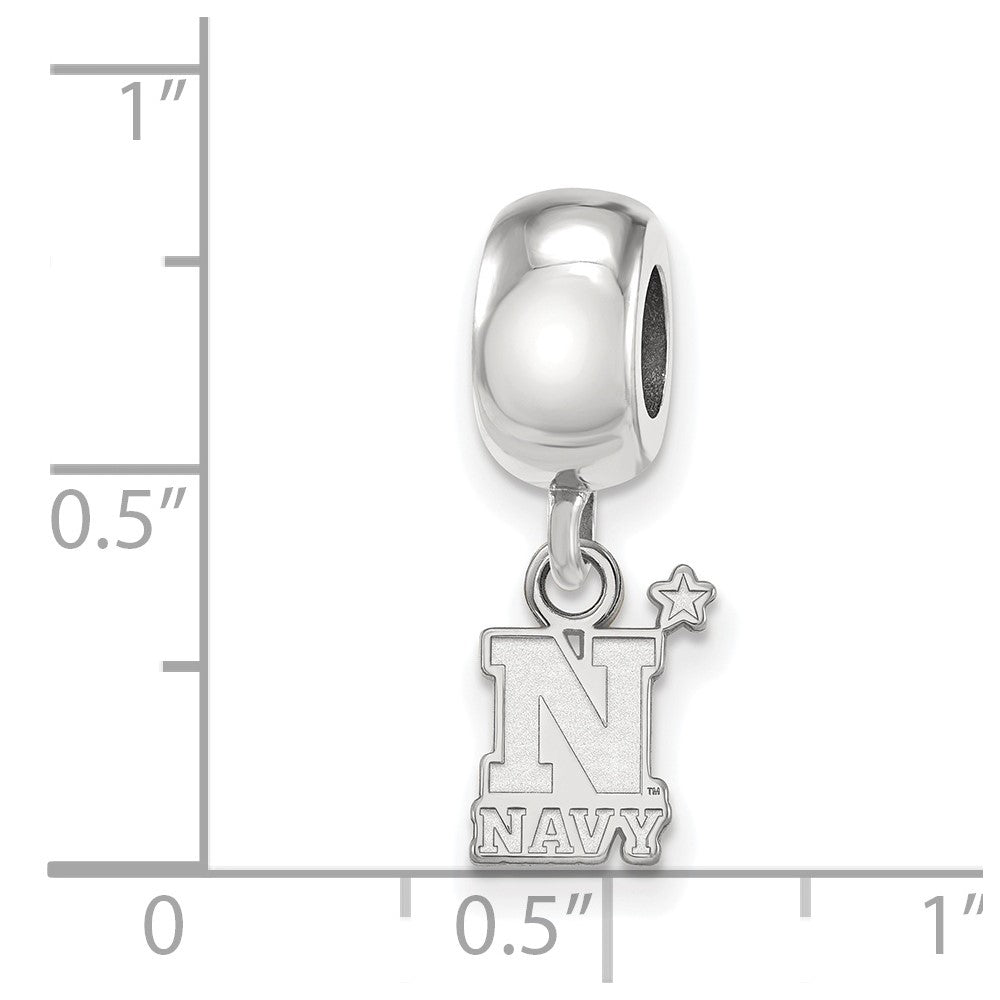 Sterling Silver Rhodium-plated LogoArt US Naval Academy Extra Small Dangle Bead Charm