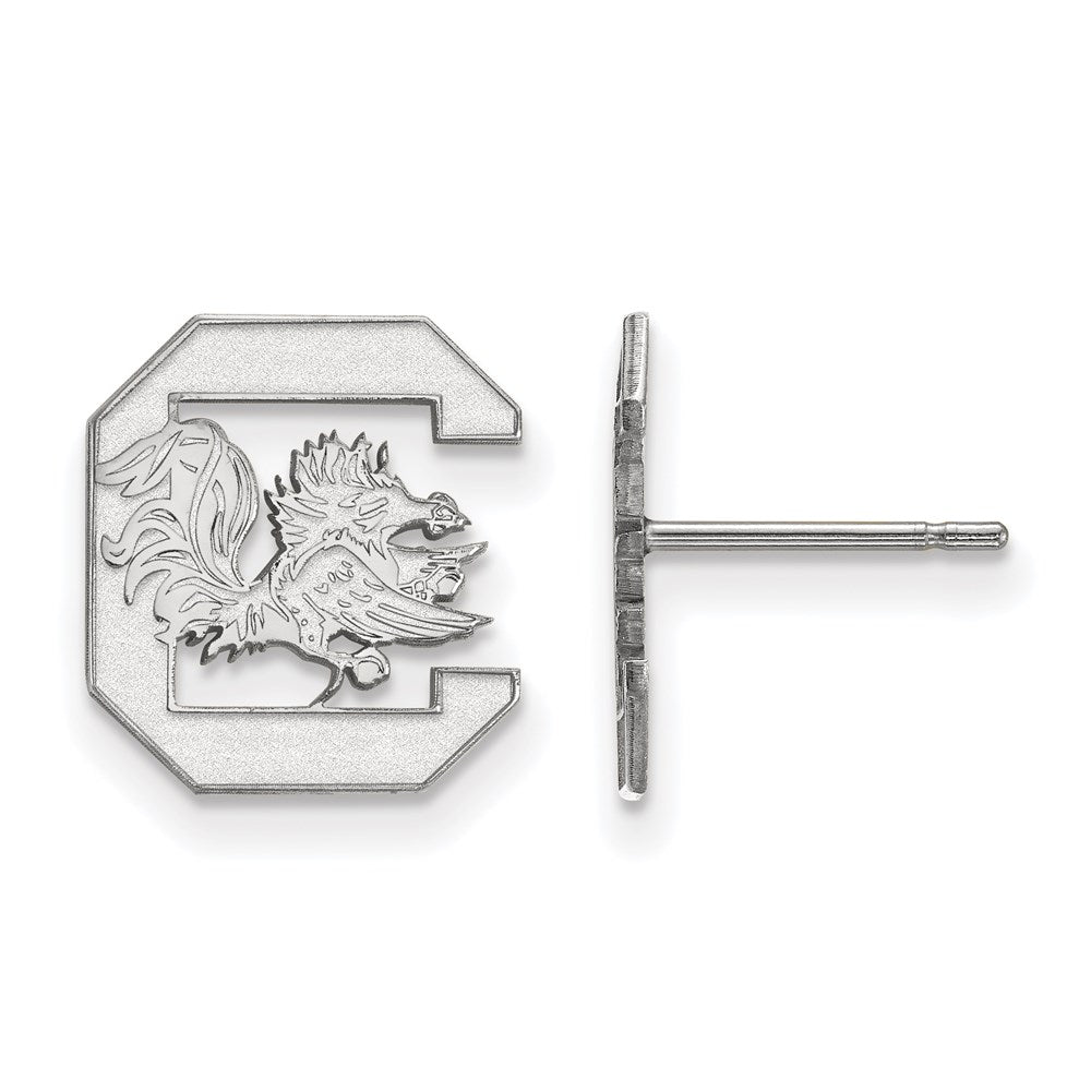 Sterling Silver Rhodium-plated LogoArt University of South Carolina Small Post Earrings