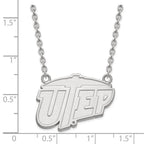 10k White Gold LogoArt University of Texas at El Paso Large Pendant 18 inch Necklace