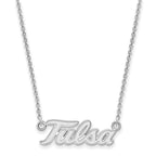 14k White Gold LogoArt University of Tulsa T-U Large Pendant 18 inch Necklace