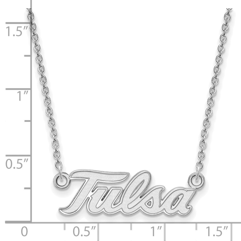 14k White Gold LogoArt University of Tulsa T-U Large Pendant 18 inch Necklace