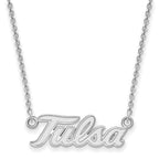 14k White Gold LogoArt University of Tulsa T-U Large Pendant 18 inch Necklace