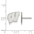 10k White Gold LogoArt University of Wisconsin Letter W Small Post Earrings