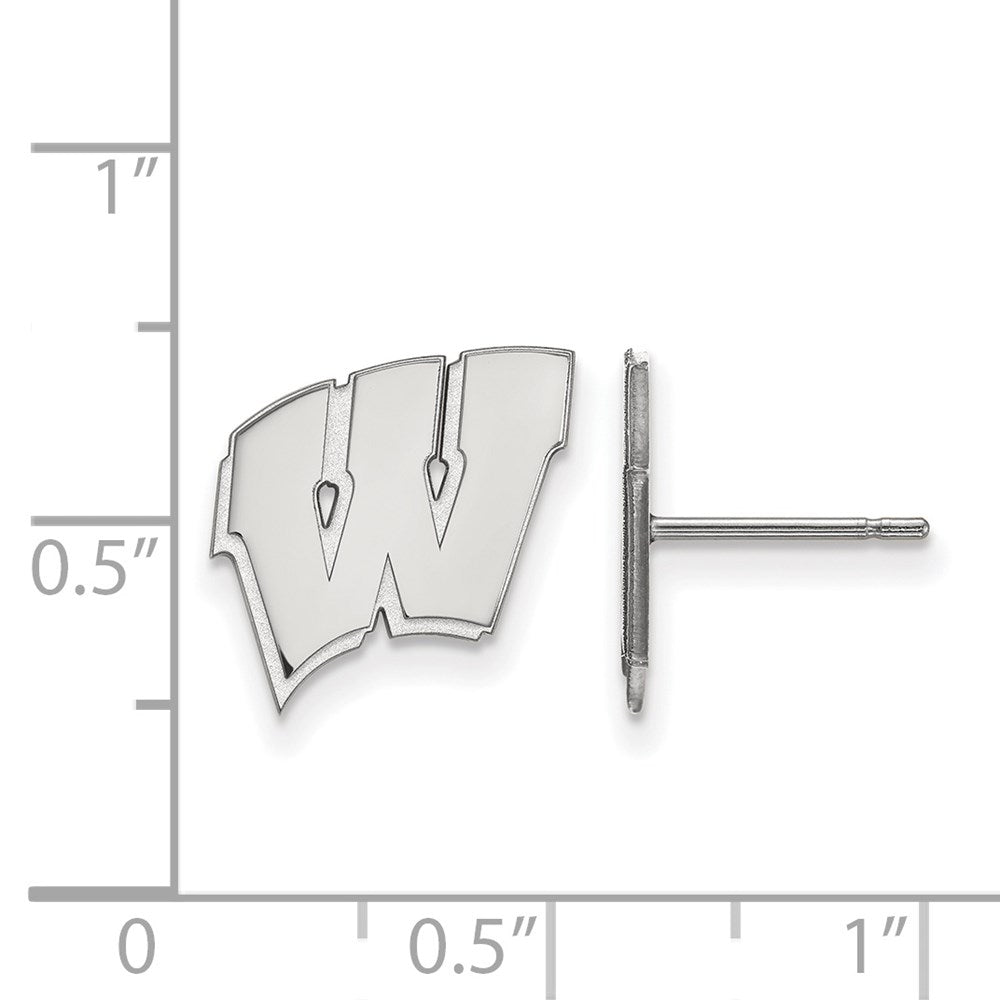14k White Gold LogoArt University of Wisconsin Letter W Small Post Earrings